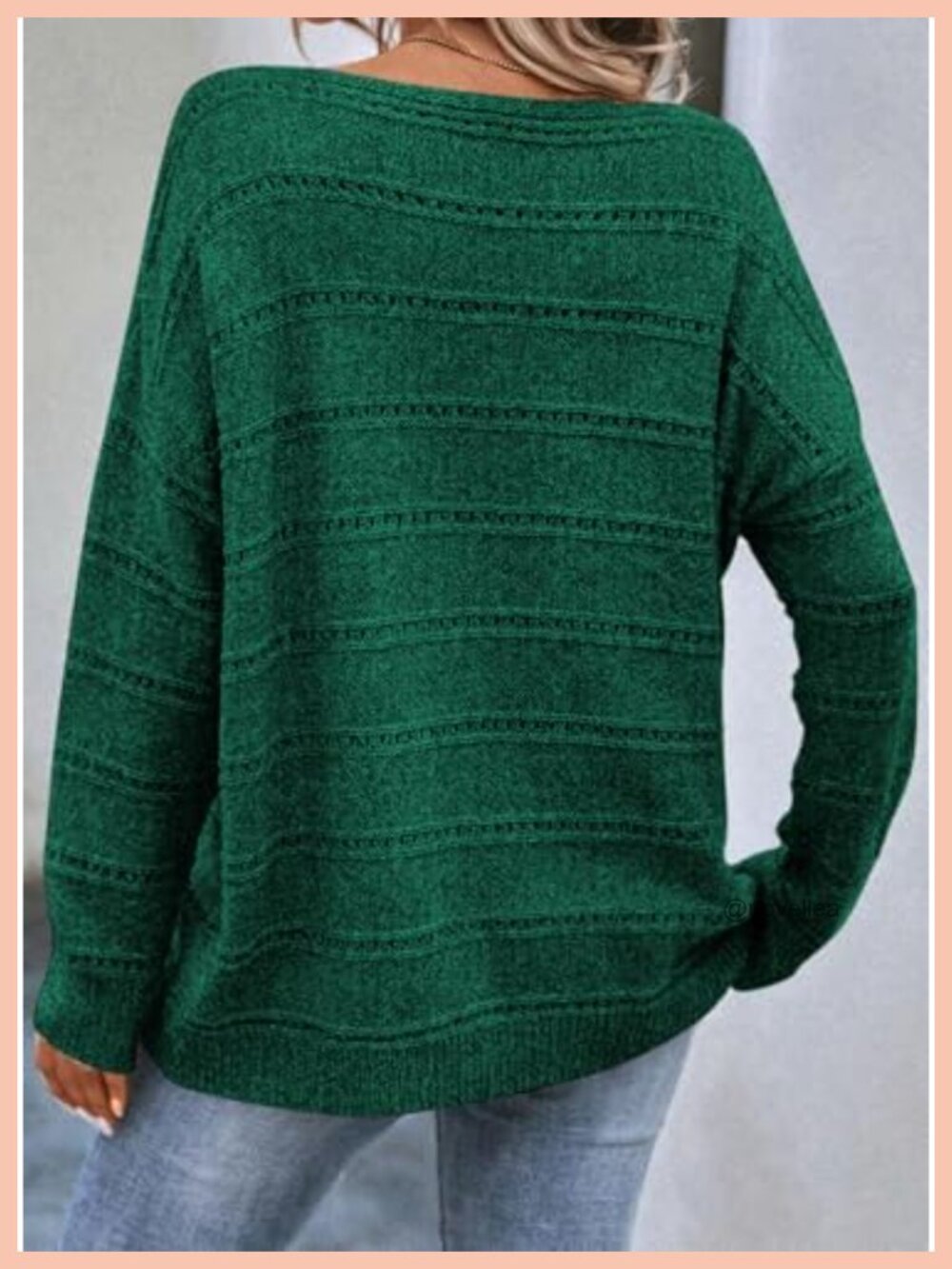 Women's Crewneck Long Sleeve Hollow Out Knit Lightweight Sweater - Picture 2 of 6
